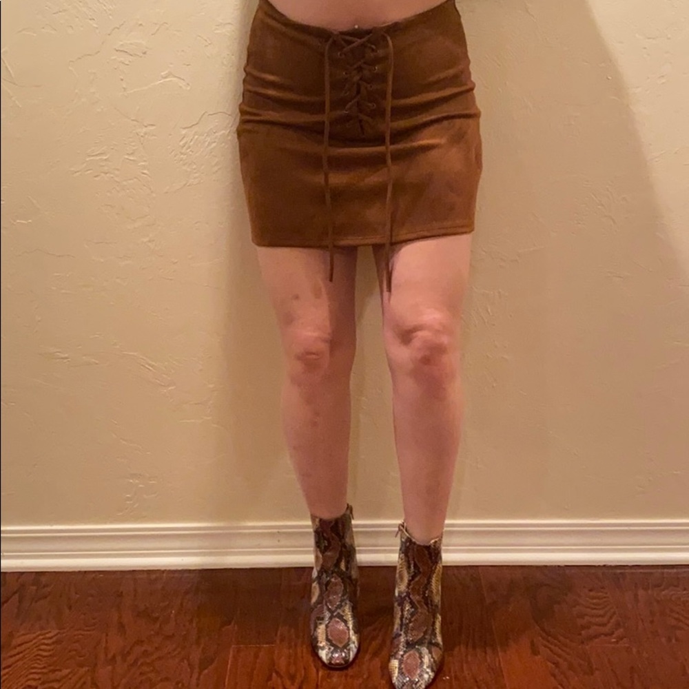 Brown Suede Mini Skirt